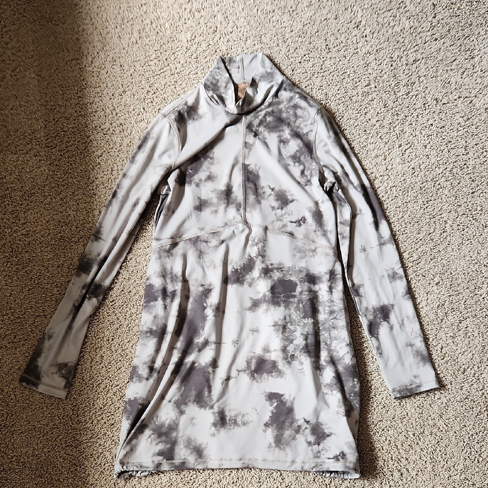 Stylish Gray Tie-Dye Midi Dress